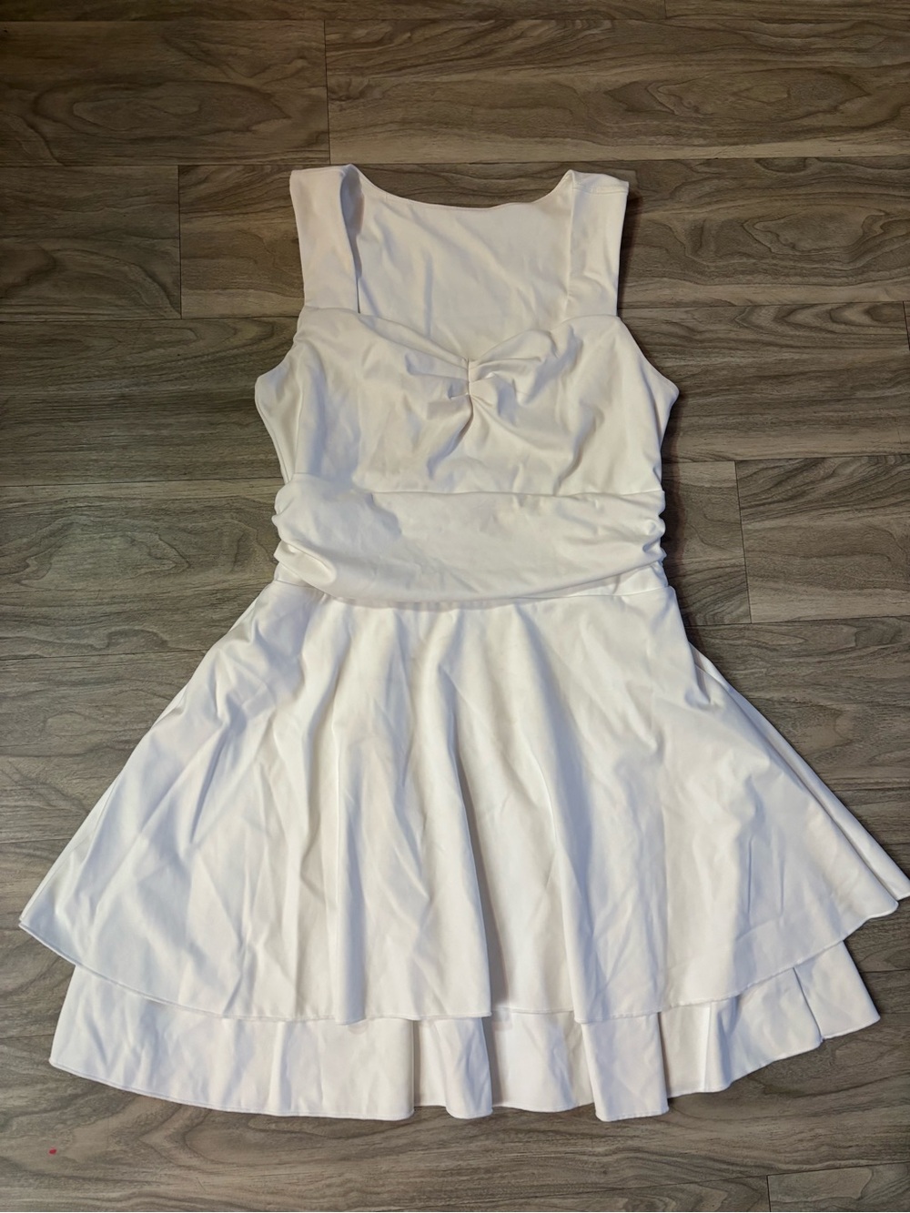 White Sleeveless Fit & Flare Dress with Knot Front